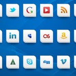 Free Icons: 28 White 2-Corner Social Icons 
