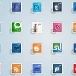 Free Icons: 24 Social Postage Stamps 