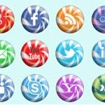 Free Icons: 16 Candy Social Icons 