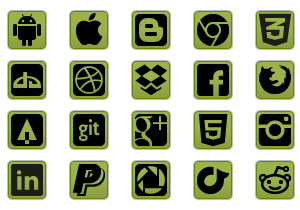 Green Social Icon Buttons