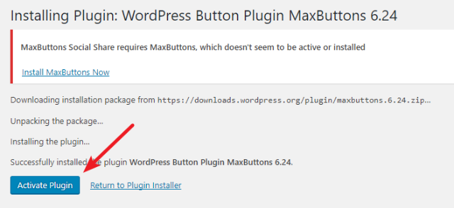 activate maxbuttons plugin