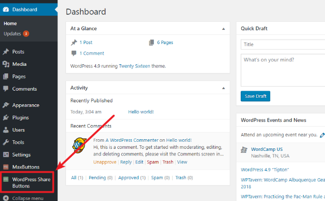 configure wordpress share buttons