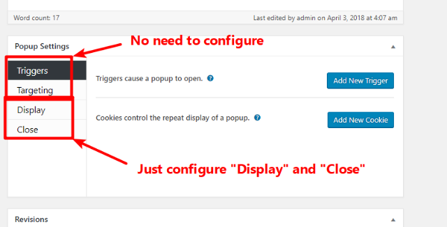 configure popup