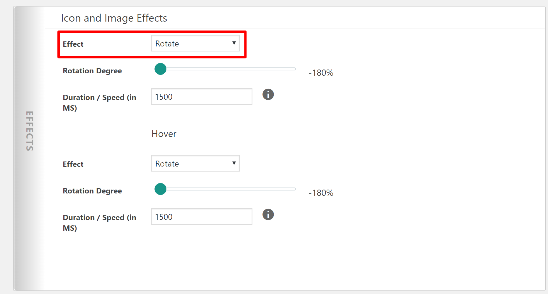 Configure effects